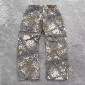 Gray and Brown Cargo Pants with Camouflage Design